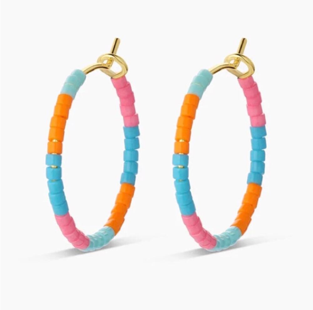 NWT Gorjana Gigi Stripe Hoops in Miami